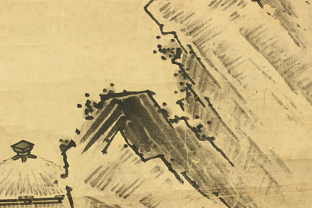 Attributed to 雪村周継 Sesson Shukei (b1504) Japanese antique art kakejiku kakemono wall hanging scroll / Broken Ink Landscape (Haboku Sansui), Beauty of the Blank RC728 - Image 16