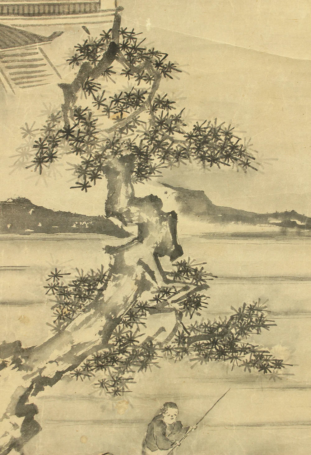 Attributed to 曾我蕭白 Soga Shohaku (1730-1781) Japanese antique art kakejiku kakemono wall hanging scroll / Broken Ink Landscape (Haboku Sansui) Mountains Castles RD563 - Image 12