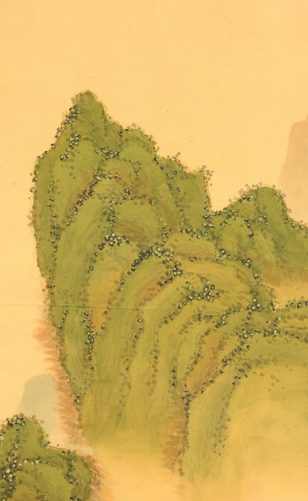 Attributed to 田近竹邨 Tajika Chikuson (1864-1926) Japanese art kakejiku kakemono wall hanging scroll / Blue and Green Mountains Landscape Castle and Pine Tree with Box RE302 - Image 6