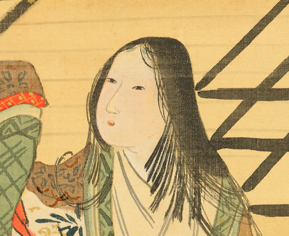 Attributed to 月岡雪鼎 Tsukioka Settei (1710-1787) Japanese antique art kakejiku kakemono wall hanging scroll / Heian-Period Beautiful Woman Dancing on Stage with Box RE885 - Image 10