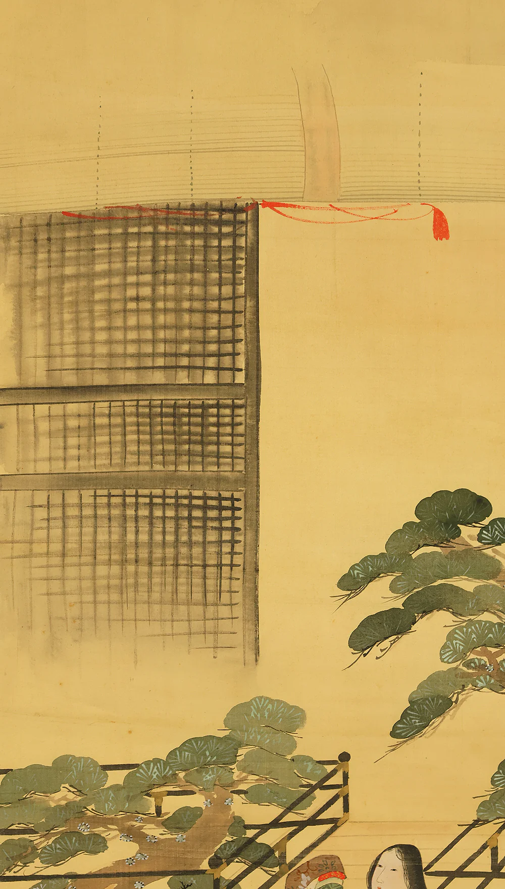 Attributed to 月岡雪鼎 Tsukioka Settei (1710-1787) Japanese antique art kakejiku kakemono wall hanging scroll / Heian-Period Beautiful Woman Dancing on Stage with Box RE885 - Image 6