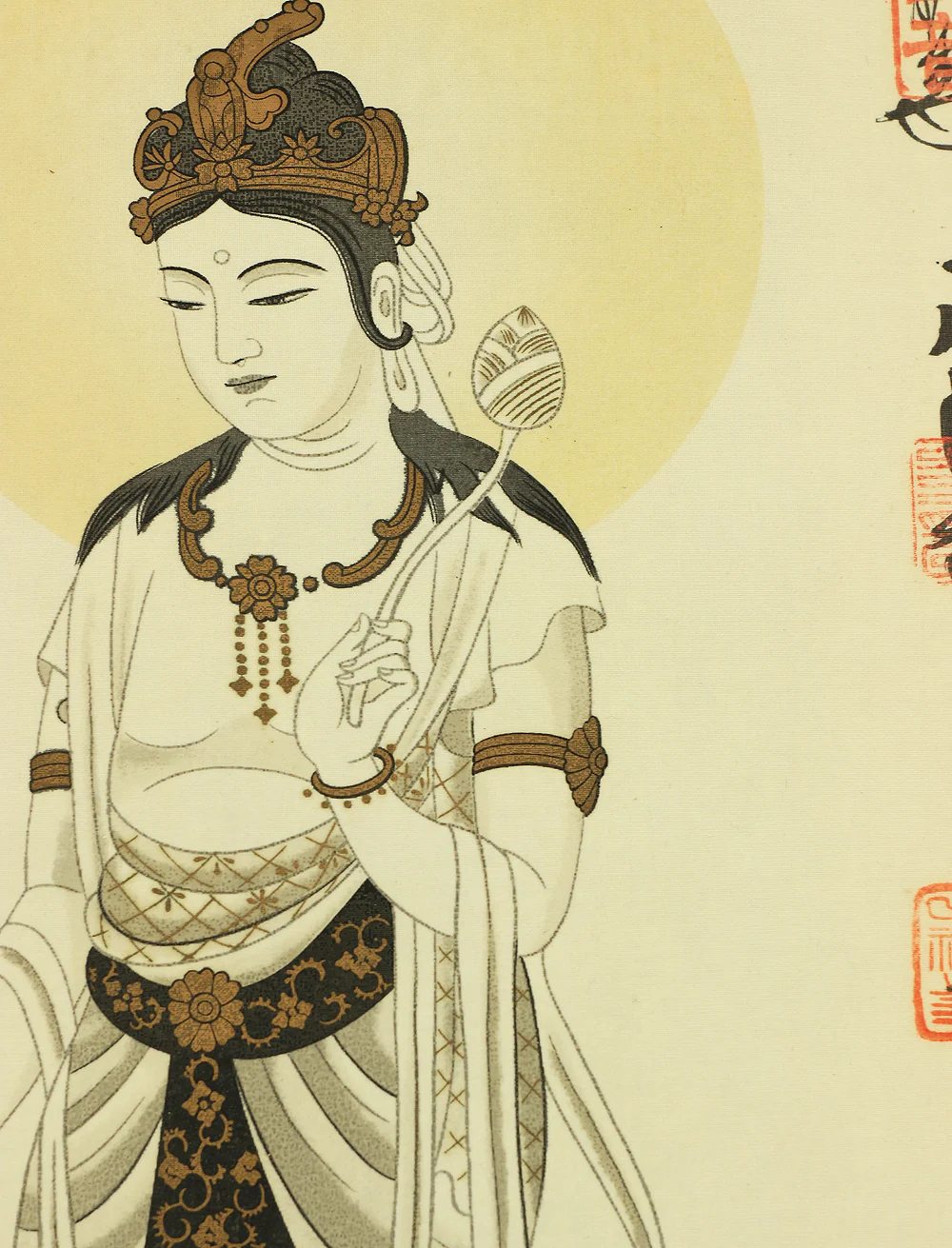 Bando Sanjūsanjo 坂東三十三所 - Kannon Pilgrimage Shokannon 聖観音 with Original Box (Tomobako) / Japanese Buddhism art kakejiku kakemono wall hanging scroll RC667 - Image 10