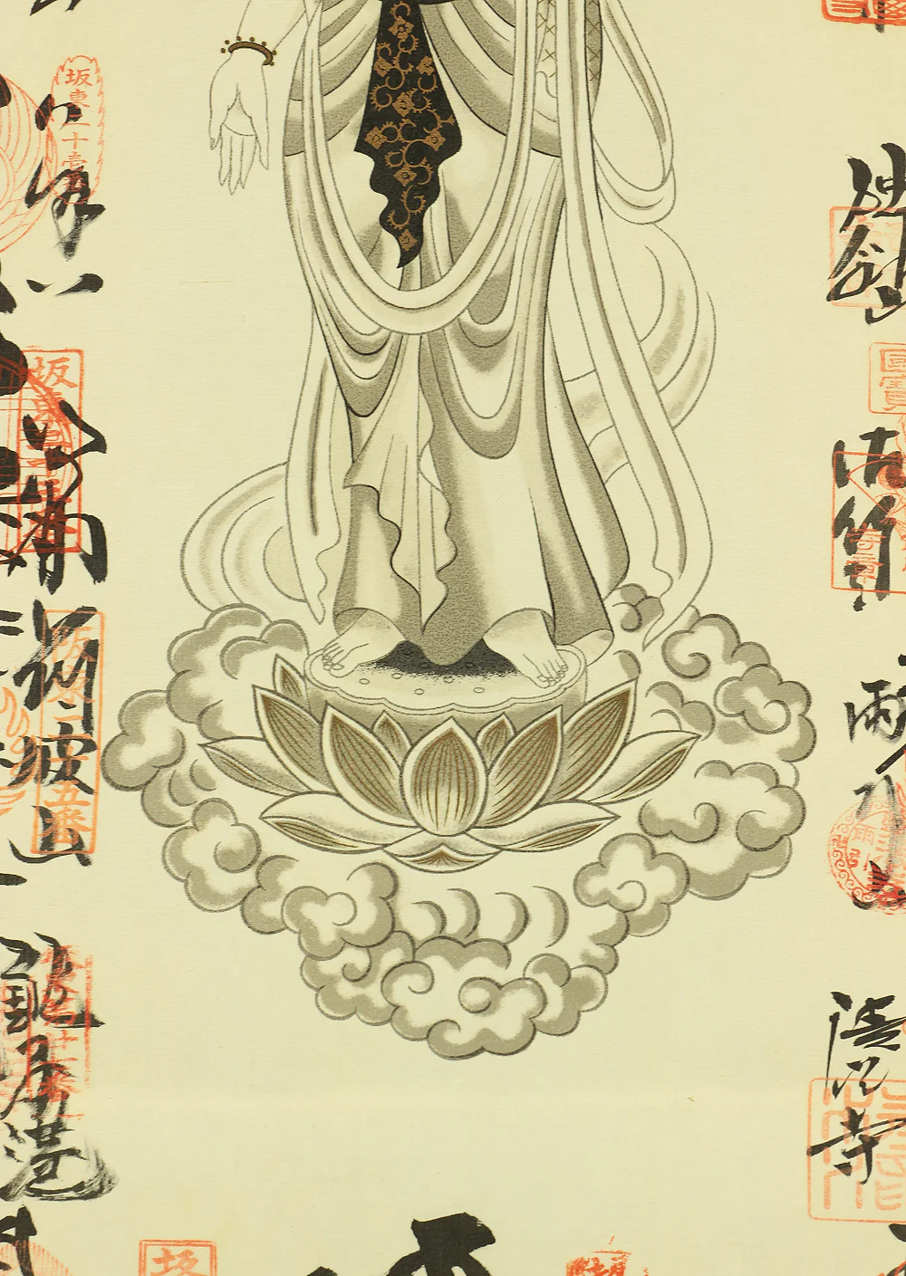 Bando Sanjūsanjo 坂東三十三所 - Kannon Pilgrimage Shokannon 聖観音 with Original Box (Tomobako) / Japanese Buddhism art kakejiku kakemono wall hanging scroll RC667 - Image 11