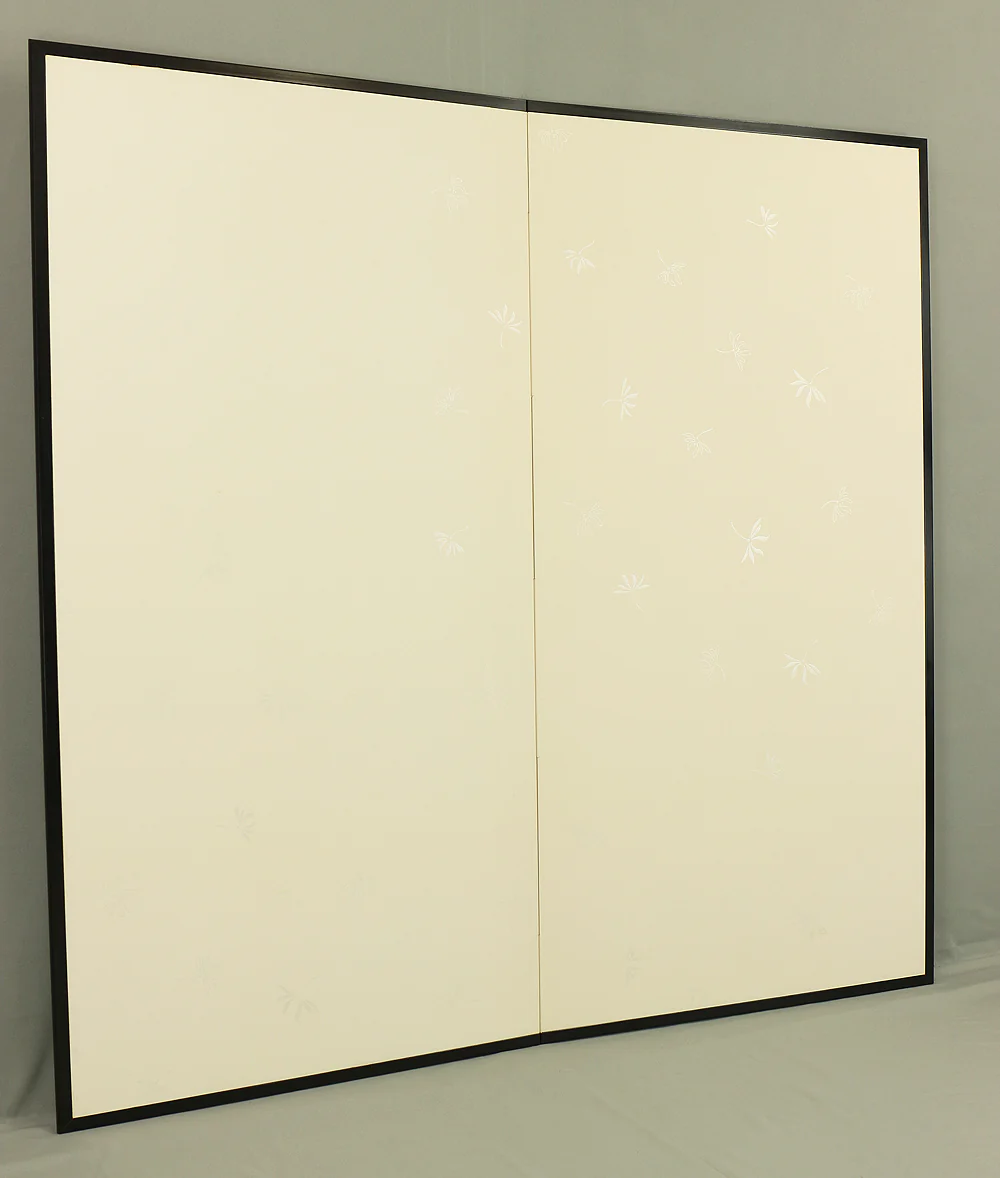 Byobu Folding Screen Room divider 2 panels / 'Plane - Silver Flowers Dancing in Wind' VA297 - Image 29