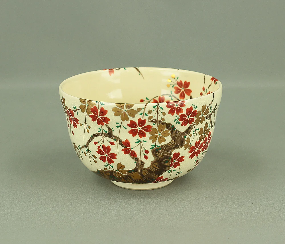 Cherry Blossoms and Orizuru (Paper Crane) Two Tea Bowls / Japanese Tea Ceremony Utensil VA156 - Image 2
