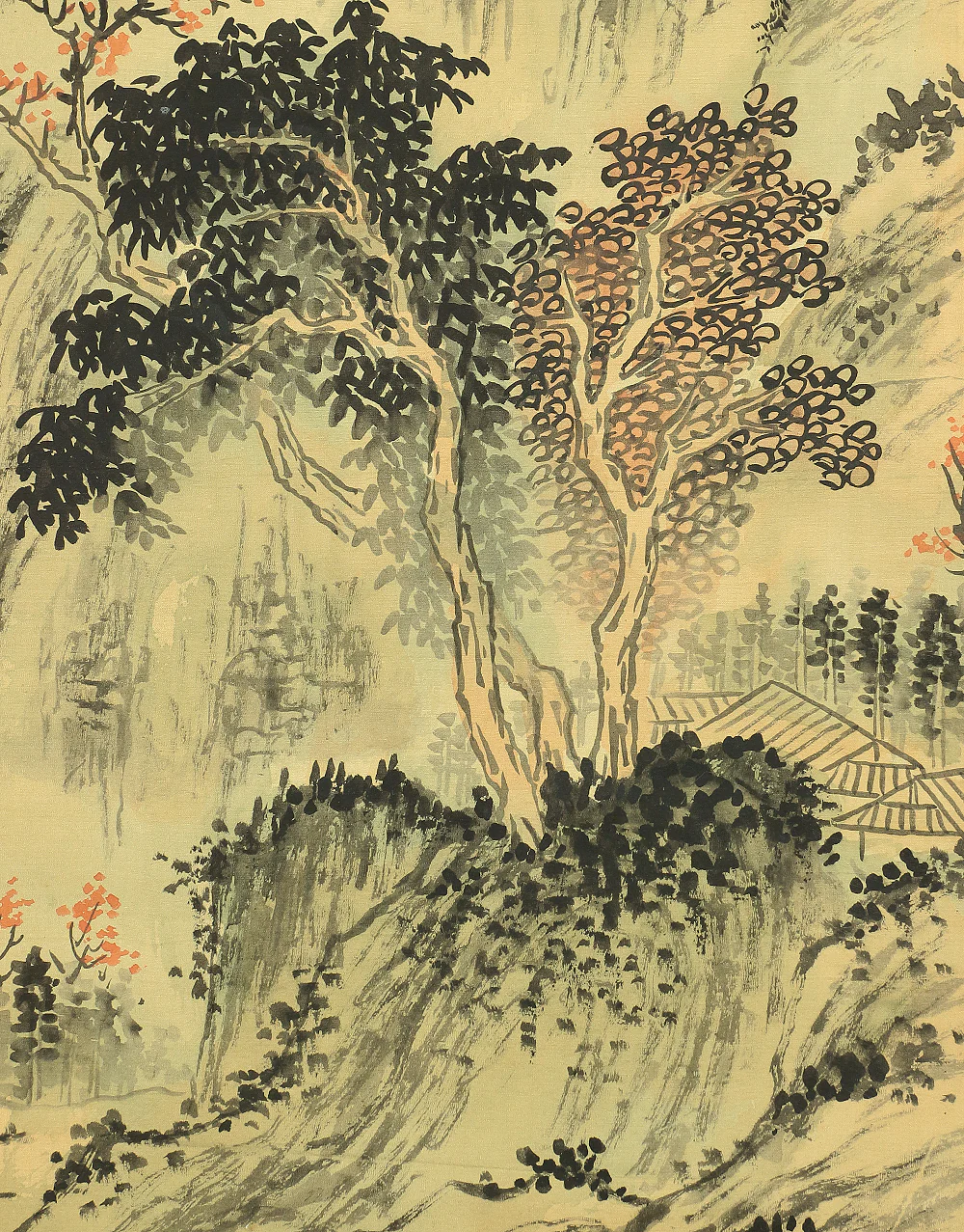 Chinese kakejiku kakemono wall hanging scroll / Autumn Mountains Landscape Sansui A123 - Image 8