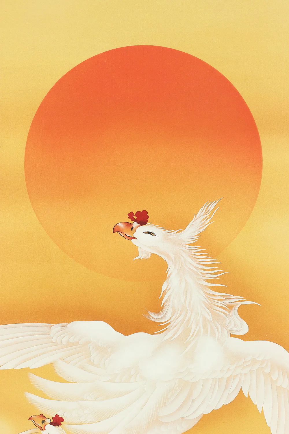 Chinese kakejiku kakemono wall hanging scroll / Two White Phoenixes & Rising Sun A122 - Image 6