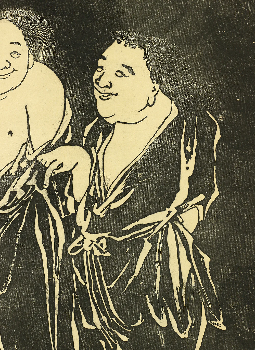Chinese Rubbing Print kakejiku kakemono wall hanging scroll / 寒山 Kanzan and 拾得 Jittoku Hanshan temple Figure Painting A451 - Image 7