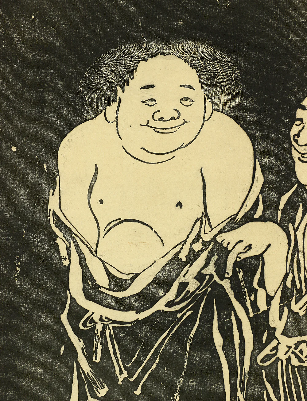 Chinese Rubbing Print kakejiku kakemono wall hanging scroll / 寒山 Kanzan and 拾得 Jittoku Hanshan temple Figure Painting A451 - Image 8