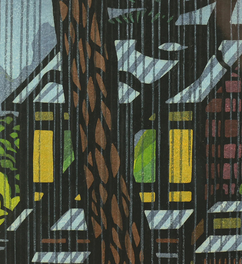Clifton karhu クリフトン・カーフ 1975 Japanese art Original Woodblock Print / Kyo Meisho Tadasu Gawara「京名所 糺河原」(Kyoto's famous place - Tadasu Gawara) Signed and numbered by the artist 39/100 NW341 - Image 6