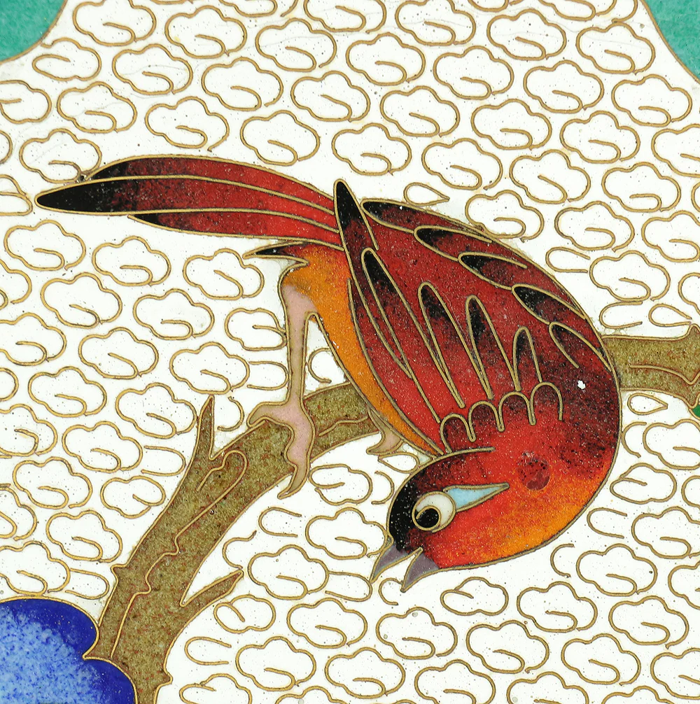 Cloisonne Enamel Flower and Bird design Cloud pattern Chinese Plate VA373 - Image 10