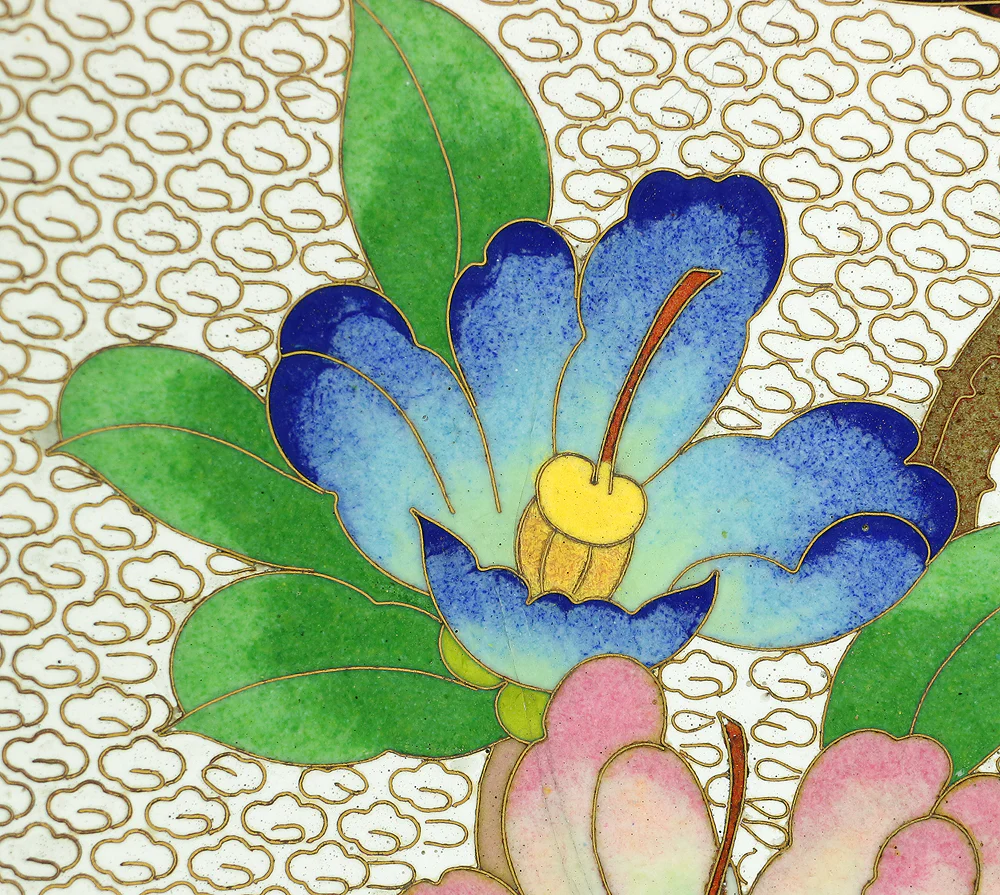 Cloisonne Enamel Flower and Bird design Cloud pattern Chinese Plate VA373 - Image 12