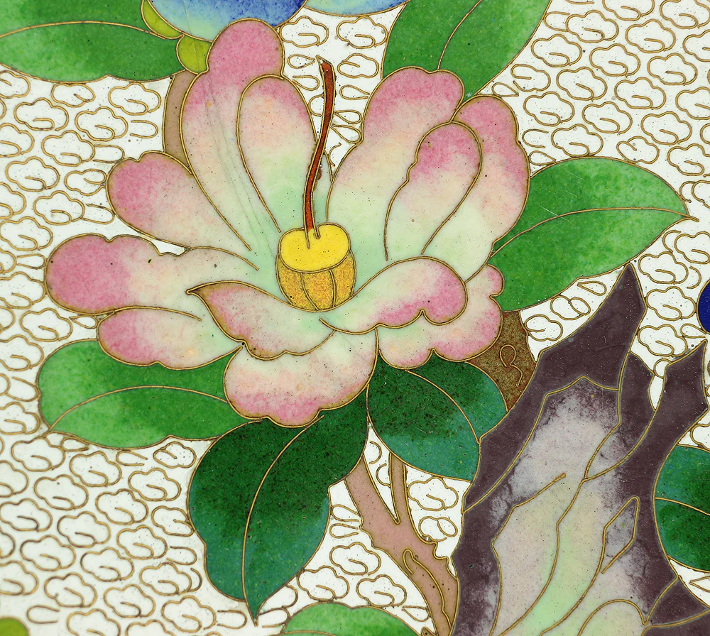 Cloisonne Enamel Flower and Bird design Cloud pattern Chinese Plate VA373 - Image 13