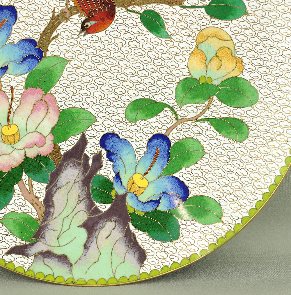 Cloisonne Enamel Flower and Bird design Cloud pattern Chinese Plate VA373 - Image 14