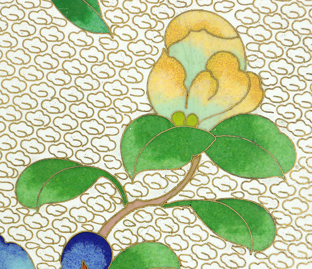 Cloisonne Enamel Flower and Bird design Cloud pattern Chinese Plate VA373 - Image 15