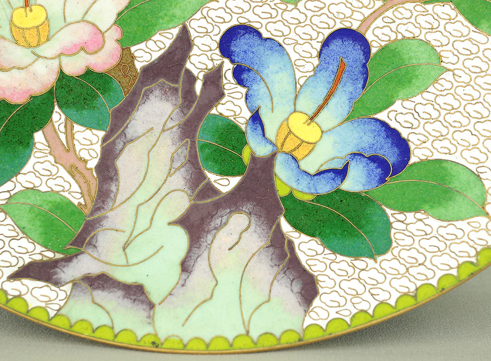 Cloisonne Enamel Flower and Bird design Cloud pattern Chinese Plate VA373 - Image 16