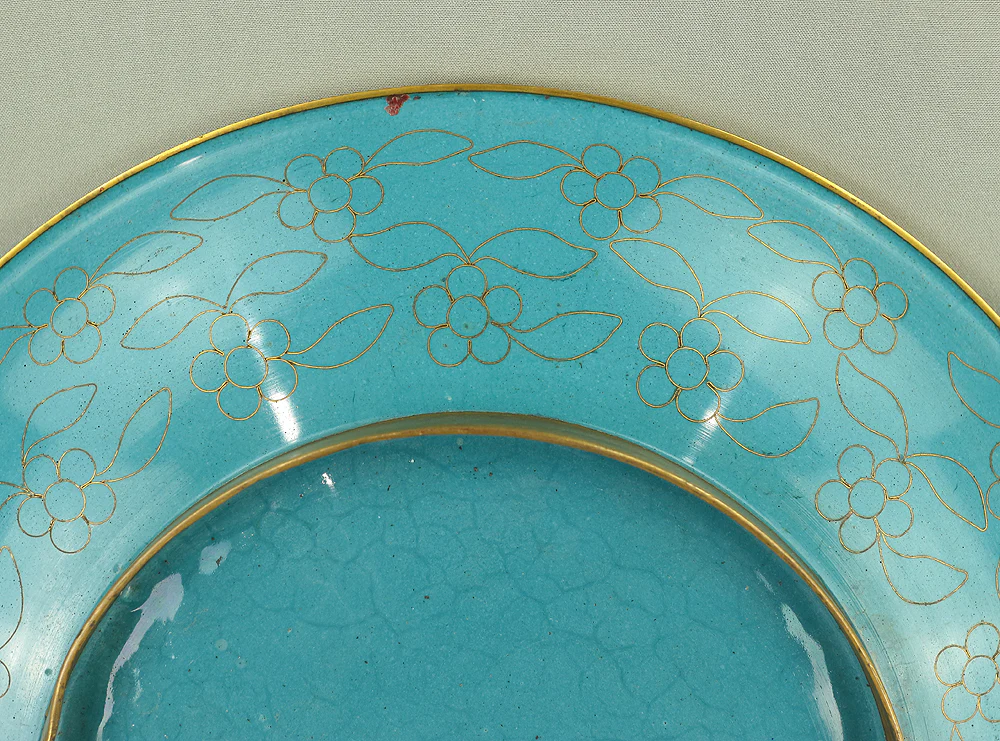 Cloisonne Enamel Flower and Bird design Cloud pattern Chinese Plate VA373 - Image 19