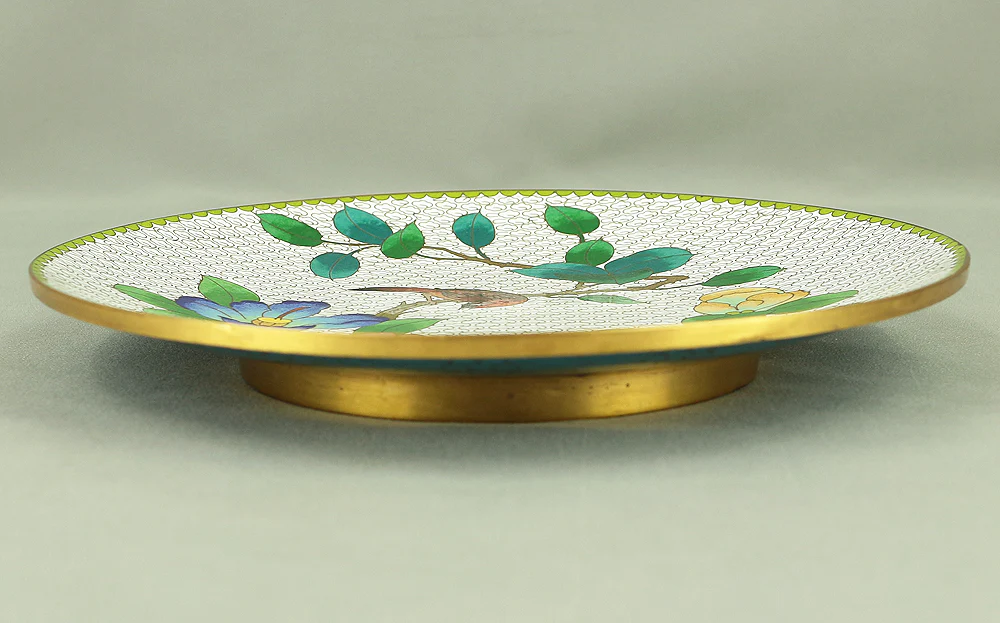 Cloisonne Enamel Flower and Bird design Cloud pattern Chinese Plate VA373 - Image 3