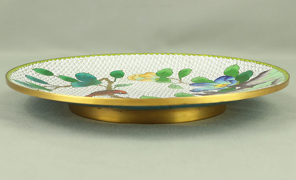 Cloisonne Enamel Flower and Bird design Cloud pattern Chinese Plate VA373 - Image 4