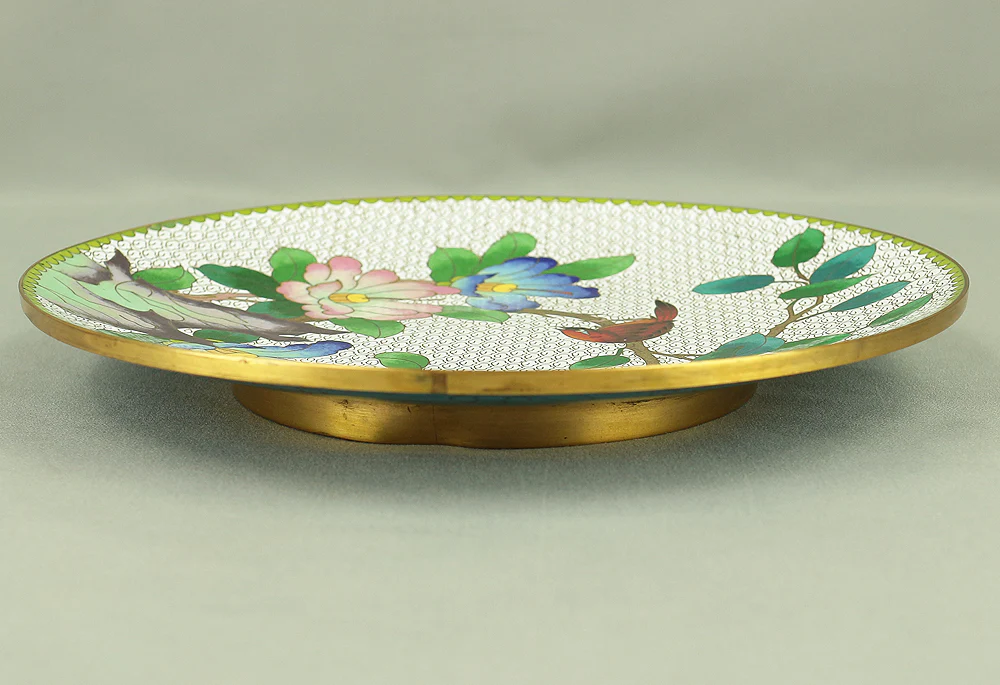 Cloisonne Enamel Flower and Bird design Cloud pattern Chinese Plate VA373 - Image 6