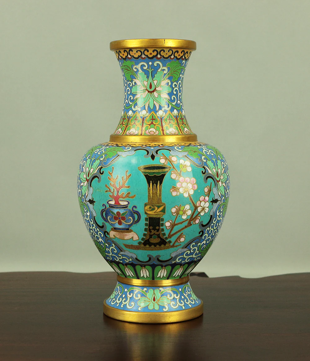 Cloisonne Enamel Flower and Pot design Chinese Flower Vase VA167 - Image 2