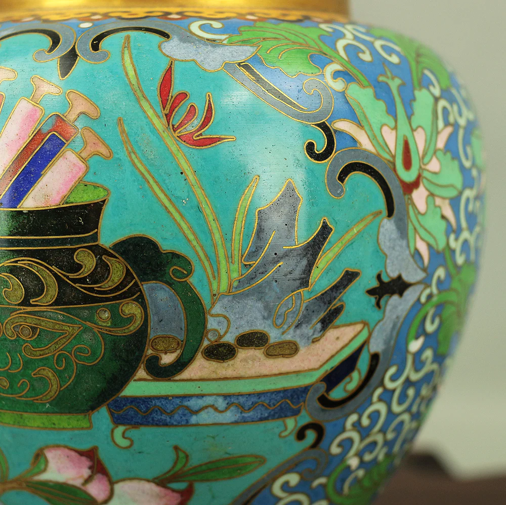 Cloisonne Enamel Flower and Pot design Chinese Flower Vase VA167 - Image 9