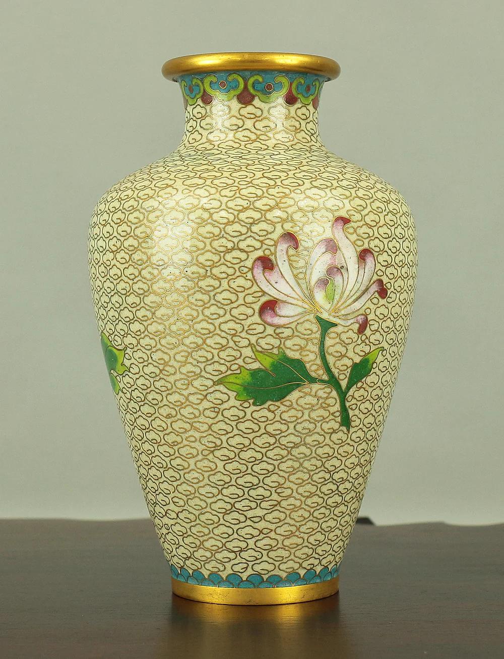 Cloisonne Enamel Peony and Bird design Cloud pattern Chinese Flower Vase VA165 - Image 13
