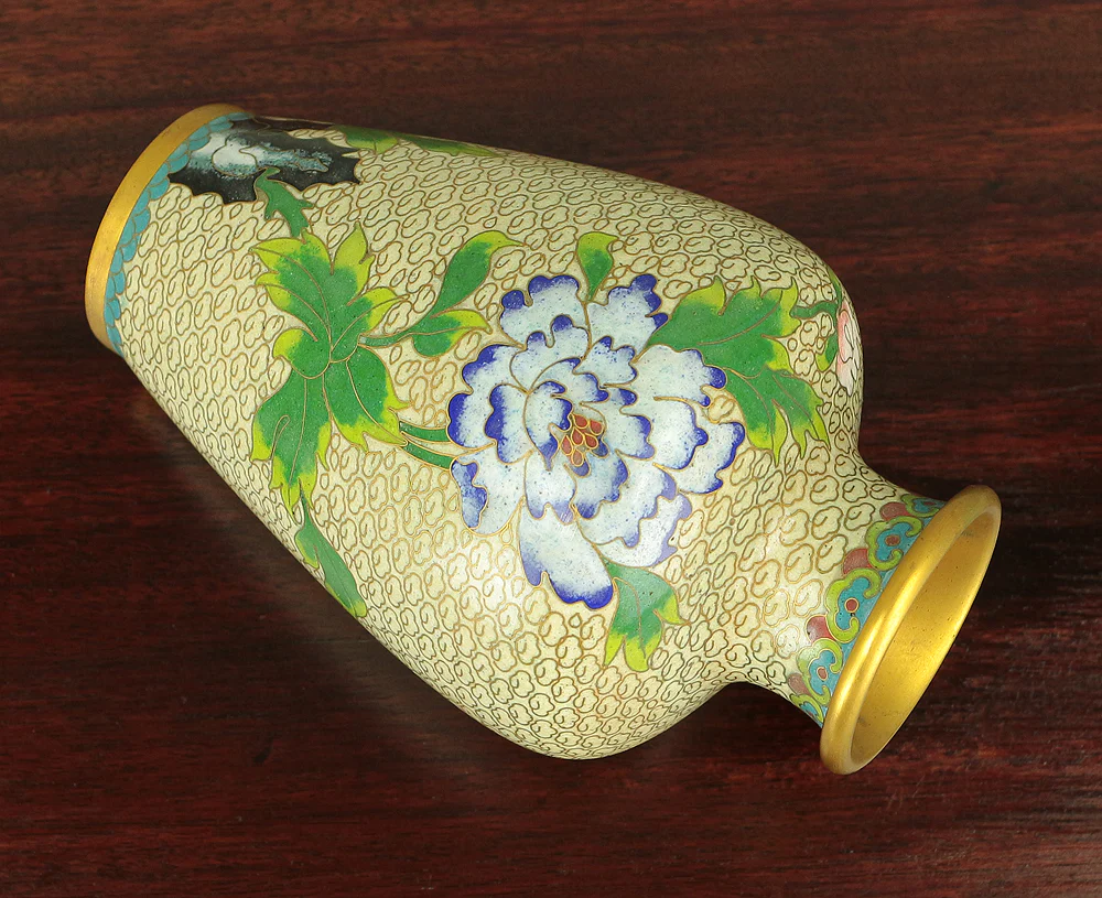 Cloisonne Enamel Peony and Bird design Cloud pattern Chinese Flower Vase VA165 - Image 18