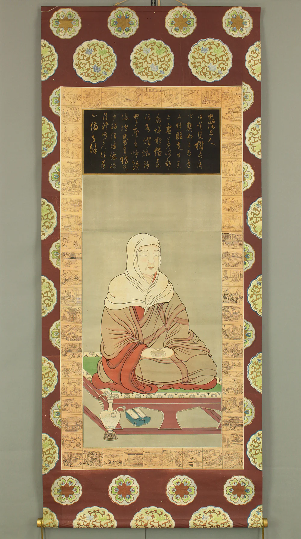 Coloring Woodblock Print - Emperor Kanmu 桓武天皇 and Saichō Founder of the Tendai school 伝教大師 最澄 with Box / Japanese art Paired kakejiku kakemono wall hanging scrolls RC798 - Image 14