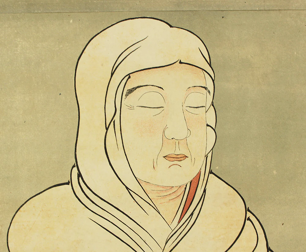 Coloring Woodblock Print - Emperor Kanmu 桓武天皇 and Saichō Founder of the Tendai school 伝教大師 最澄 with Box / Japanese art Paired kakejiku kakemono wall hanging scrolls RC798 - Image 22