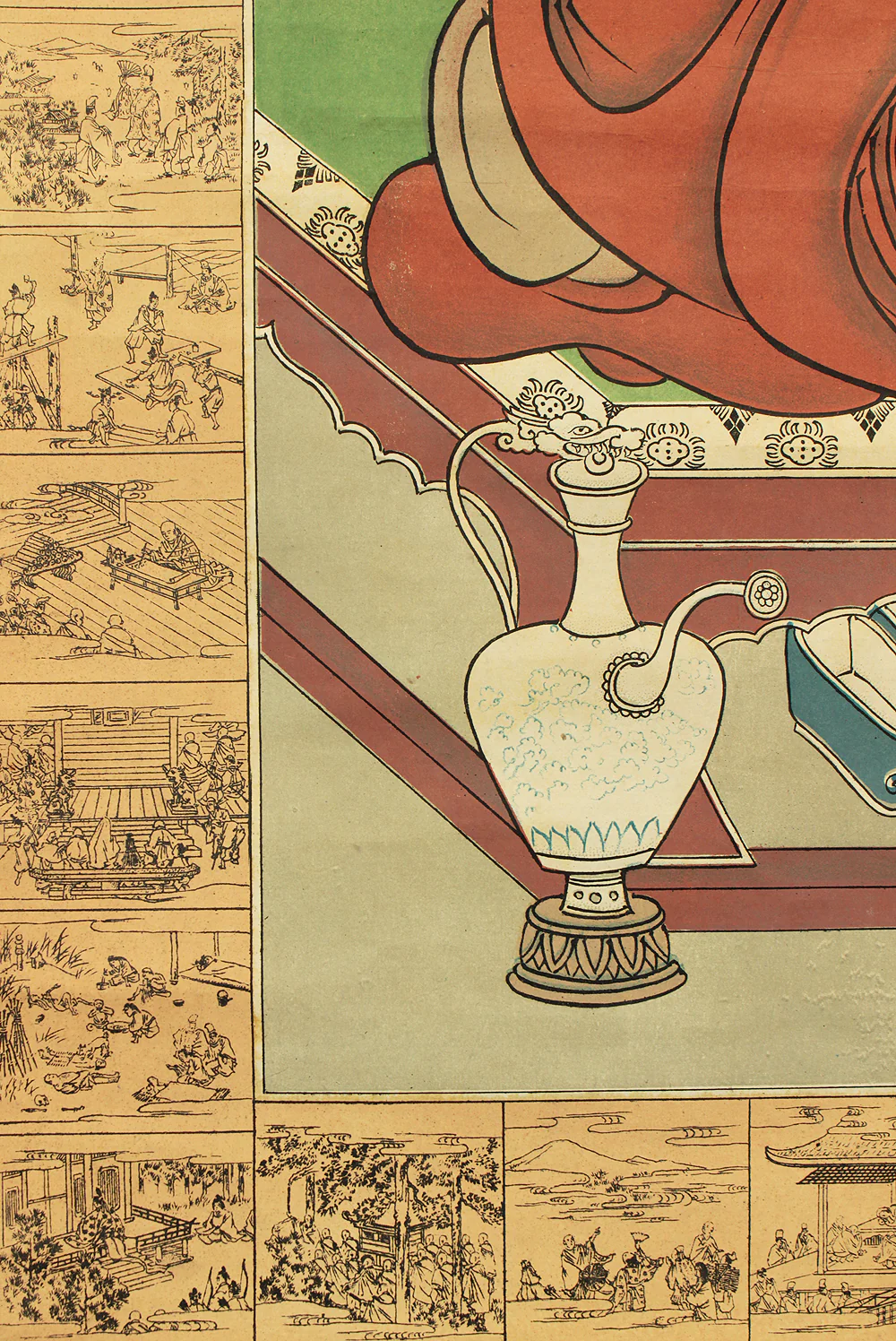 Coloring Woodblock Print - Emperor Kanmu 桓武天皇 and Saichō Founder of the Tendai school 伝教大師 最澄 with Box / Japanese art Paired kakejiku kakemono wall hanging scrolls RC798 - Image 25
