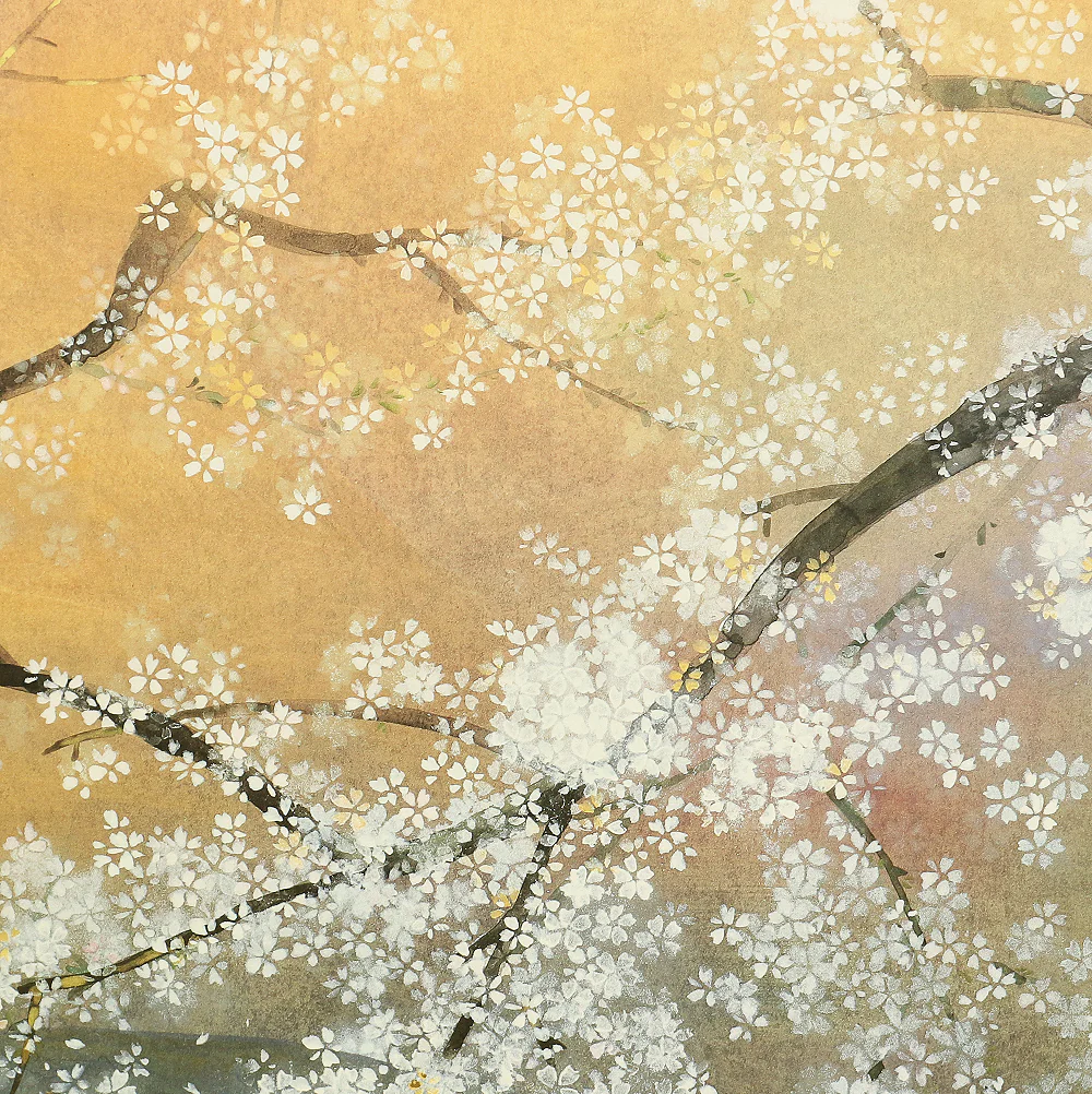Exclusive Reproduction「桜花の譜」Ouka no Fu 'Ishiwari-Zakura Cherry Blossoms Growing Out of Crack in Rock' by 木村圭吾 Kimura Keigo (b 1944) Published by IEI Art Gallery / Small Byobu Folding Screen Room divider 4 panels VA336 - Image 18