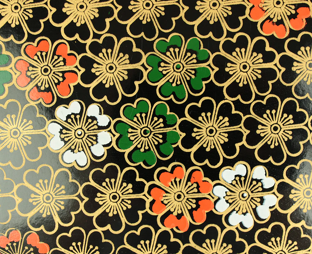 Flower Pattern Resin Lacquerware Portable Three-Tiered Box Small Jubako VA820 - Image 12