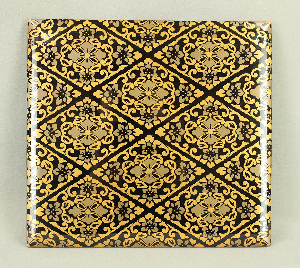 Gold Lacquer Flower Diamond Pattern Makie Five-Tiered Box Jubako with Box VA663 - Image 28