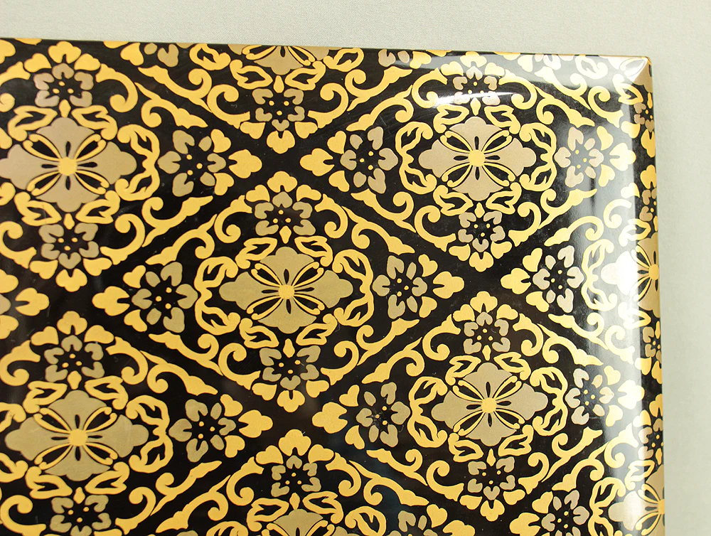 Gold Lacquer Flower Diamond Pattern Makie Five-Tiered Box Jubako with Box VA663 - Image 29