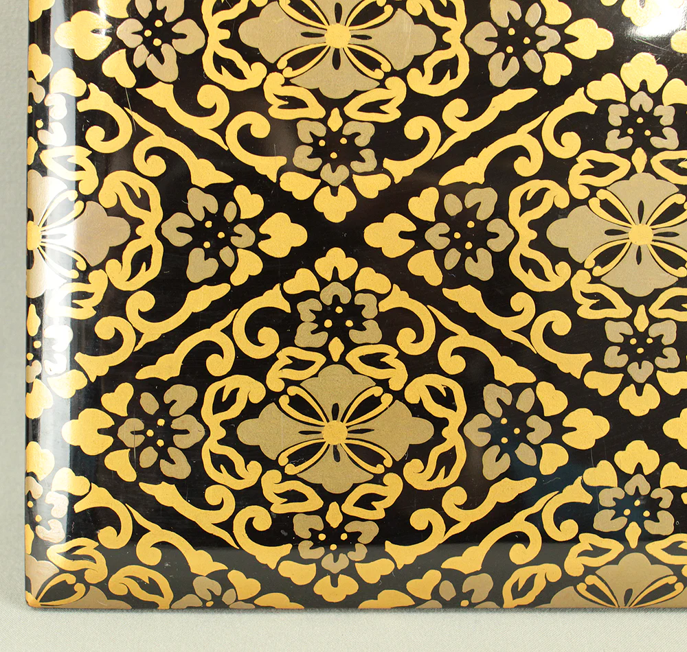 Gold Lacquer Flower Diamond Pattern Makie Five-Tiered Box Jubako with Box VA663 - Image 30