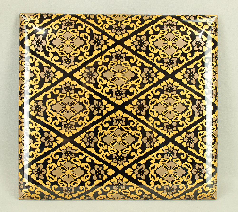 Gold Lacquer Flower Diamond Pattern Makie Five-Tiered Box Jubako with Box VA663 - Image 31