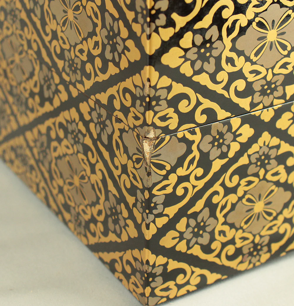 Gold Lacquer Flower Diamond Pattern Makie Five-Tiered Box Jubako with Box VA663 - Image 36