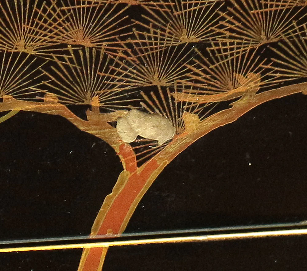 Gold Lacquer Makie Five-Tiered Box Jubako 'Pine Tree and Crane' with Stand VA589 - Image 65