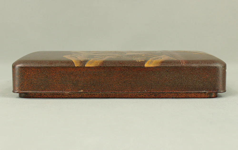 Gold Lacquer Makie Suzuribako (Inkstone Box) Nashiji Makie Landscape and Phoenix with Box VA664 - Image 18
