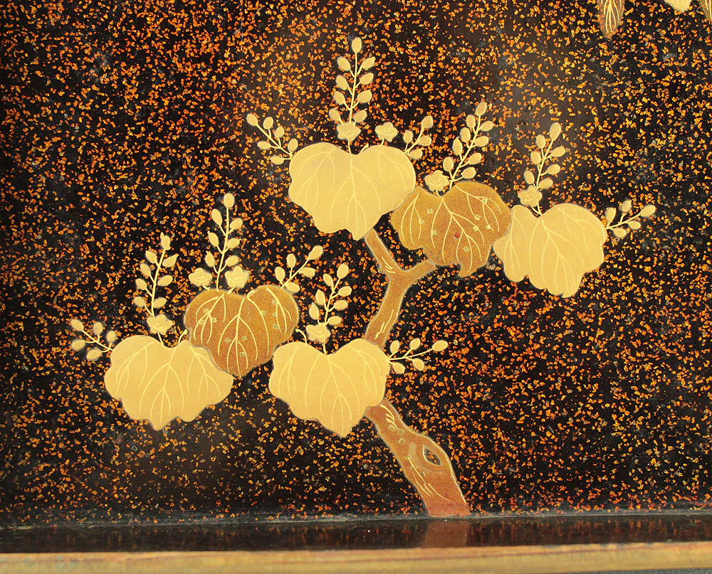 Gold Lacquer Makie Suzuribako (Inkstone Box) Nashiji Makie Landscape and Phoenix with Box VA664 - Image 27