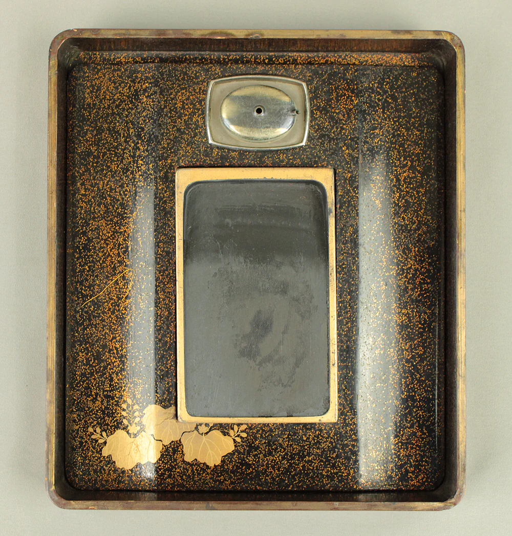 Gold Lacquer Makie Suzuribako (Inkstone Box) Nashiji Makie Landscape and Phoenix with Box VA664 - Image 30