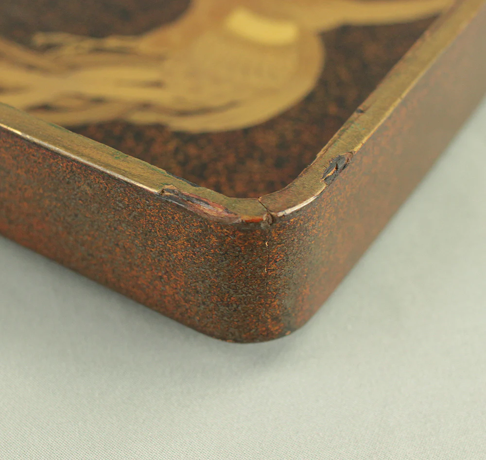 Gold Lacquer Makie Suzuribako (Inkstone Box) Nashiji Makie Landscape and Phoenix with Box VA664 - Image 37