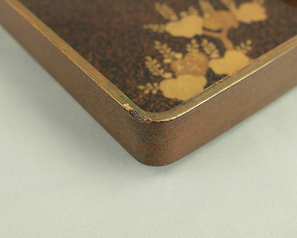 Gold Lacquer Makie Suzuribako (Inkstone Box) Nashiji Makie Landscape and Phoenix with Box VA664 - Image 39