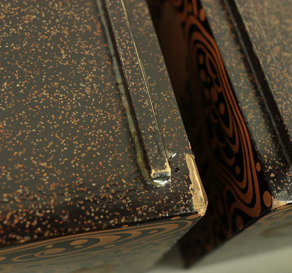 Gold Lacquer Nashiji Makie Five-Tiered Box Jubako 'Tortoise and Wave' with Small Plates Storage Box VA333 - Image 33