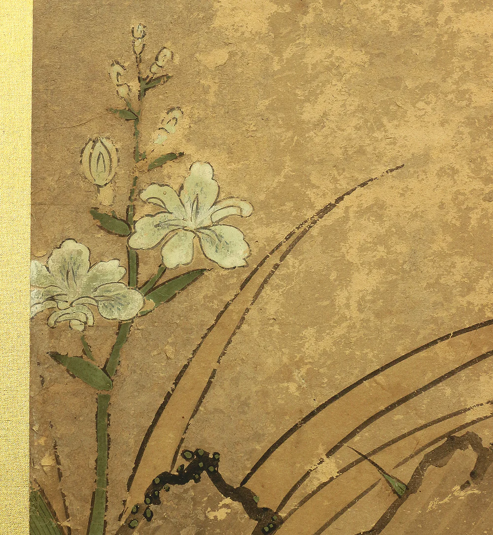 Gold Leaf Framed 'Hawk Hunting' Four Panels Folding Screens Byobu Room Dividers VA468 - Image 43