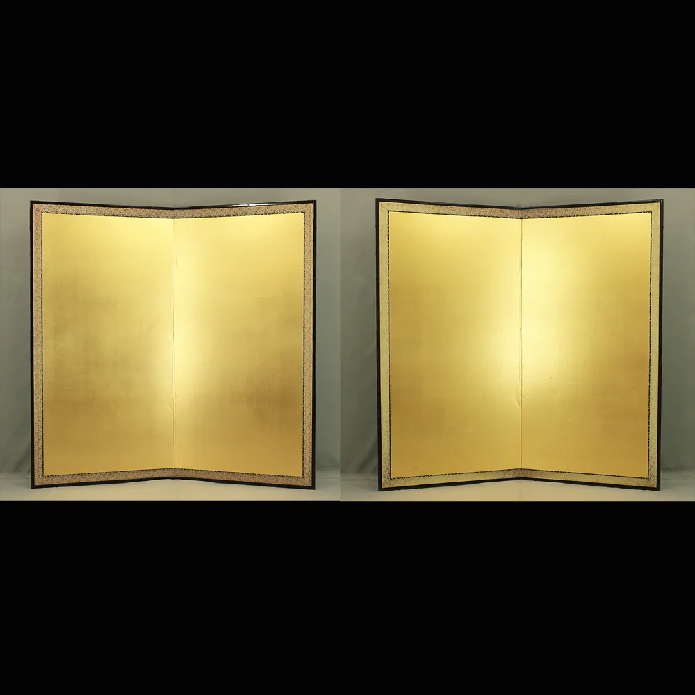 Gold-Leaf Japanese Byobu Room Divider Paired 2 panels Folding screens V961