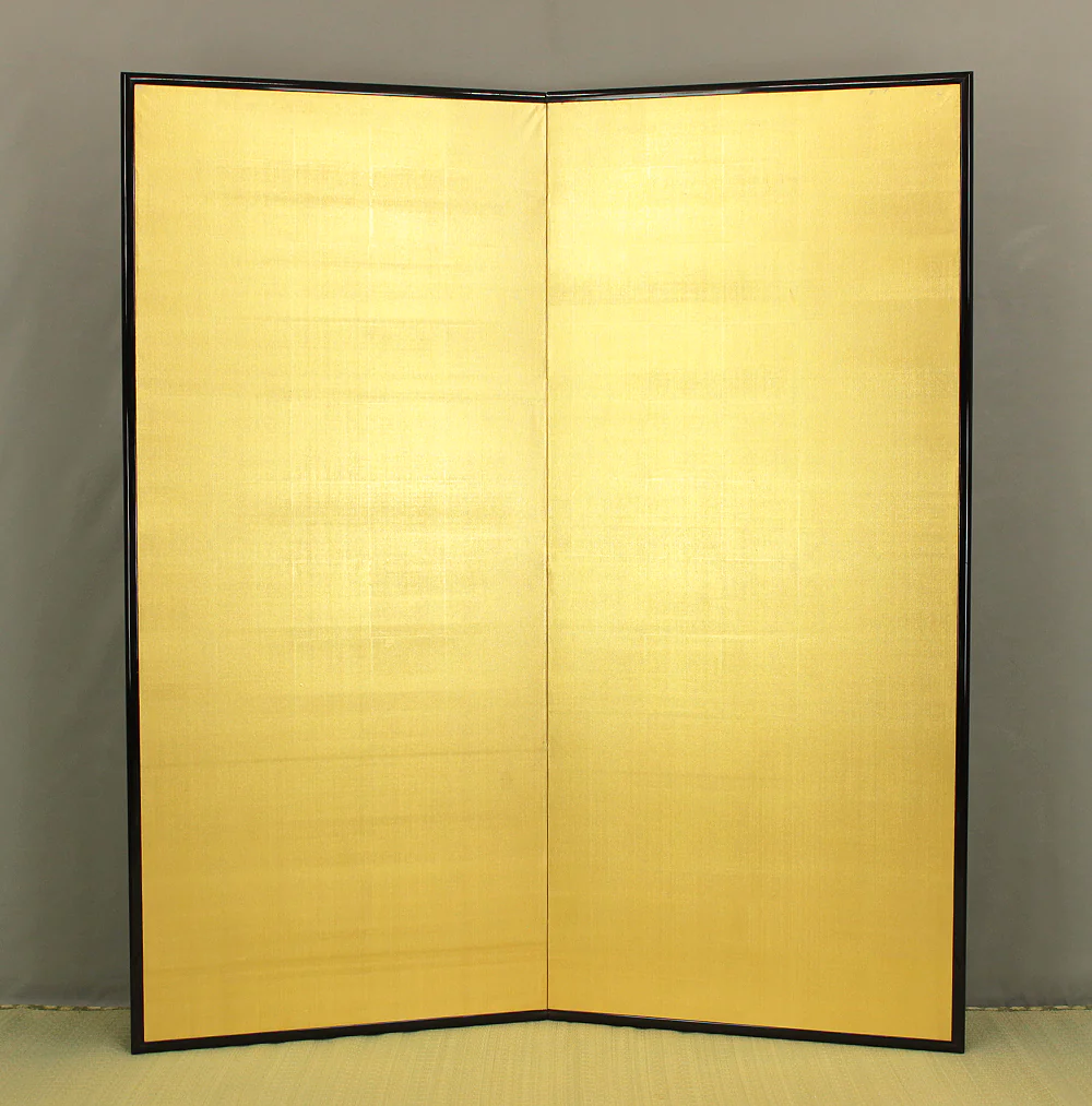 Gold-Leaf Room Divider Byobu Two Panels Folding Screen VA703