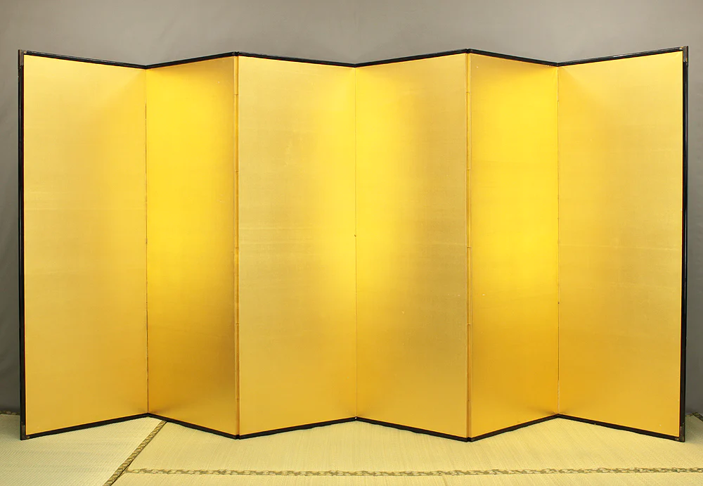 Gold-Leaf Room Divider Pair of Byobu Six Panels Folding Screen VA701 - Image 44