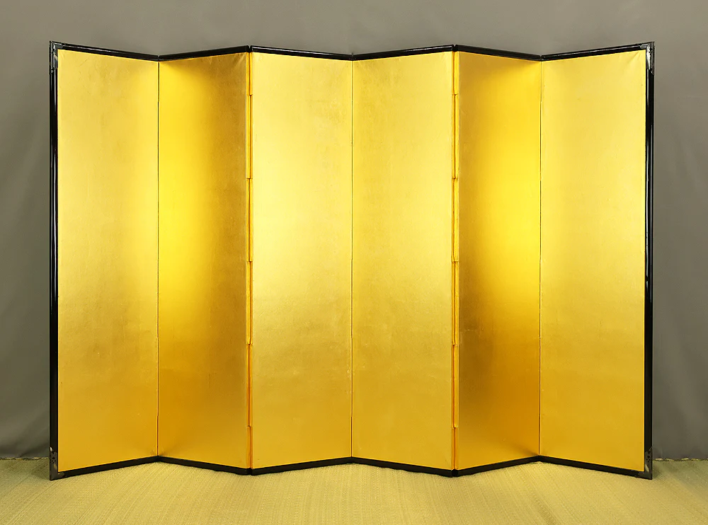 Gold Leaf Six Panels Folding Screens Byobu Room Dividers with Bag VA957